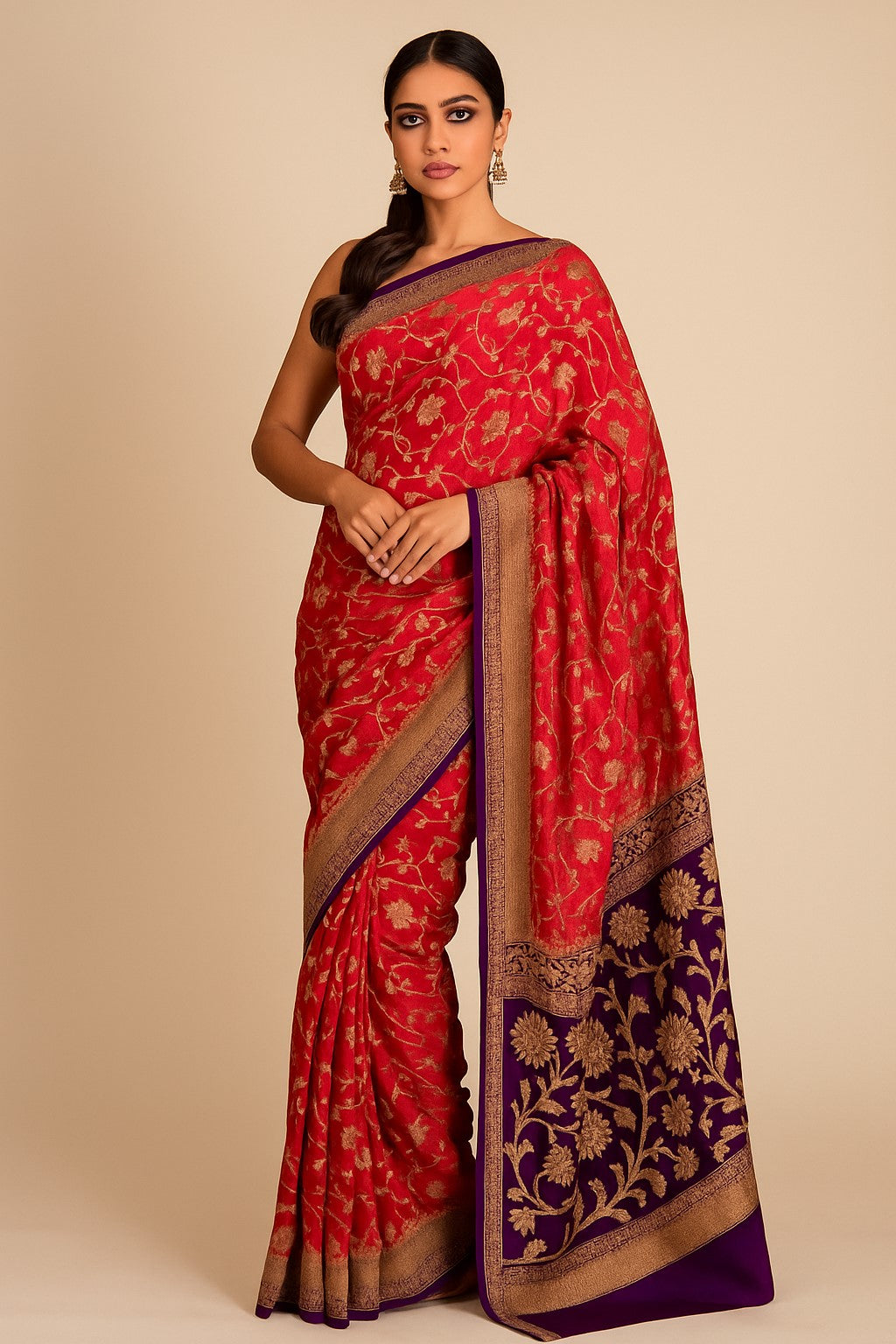 UP000039 - Banarasi Pure Silk Georgette Khaddi