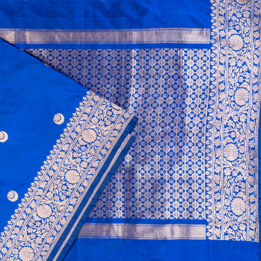 UP000007 - Banarasi Pure Silk -  Blue Katan
