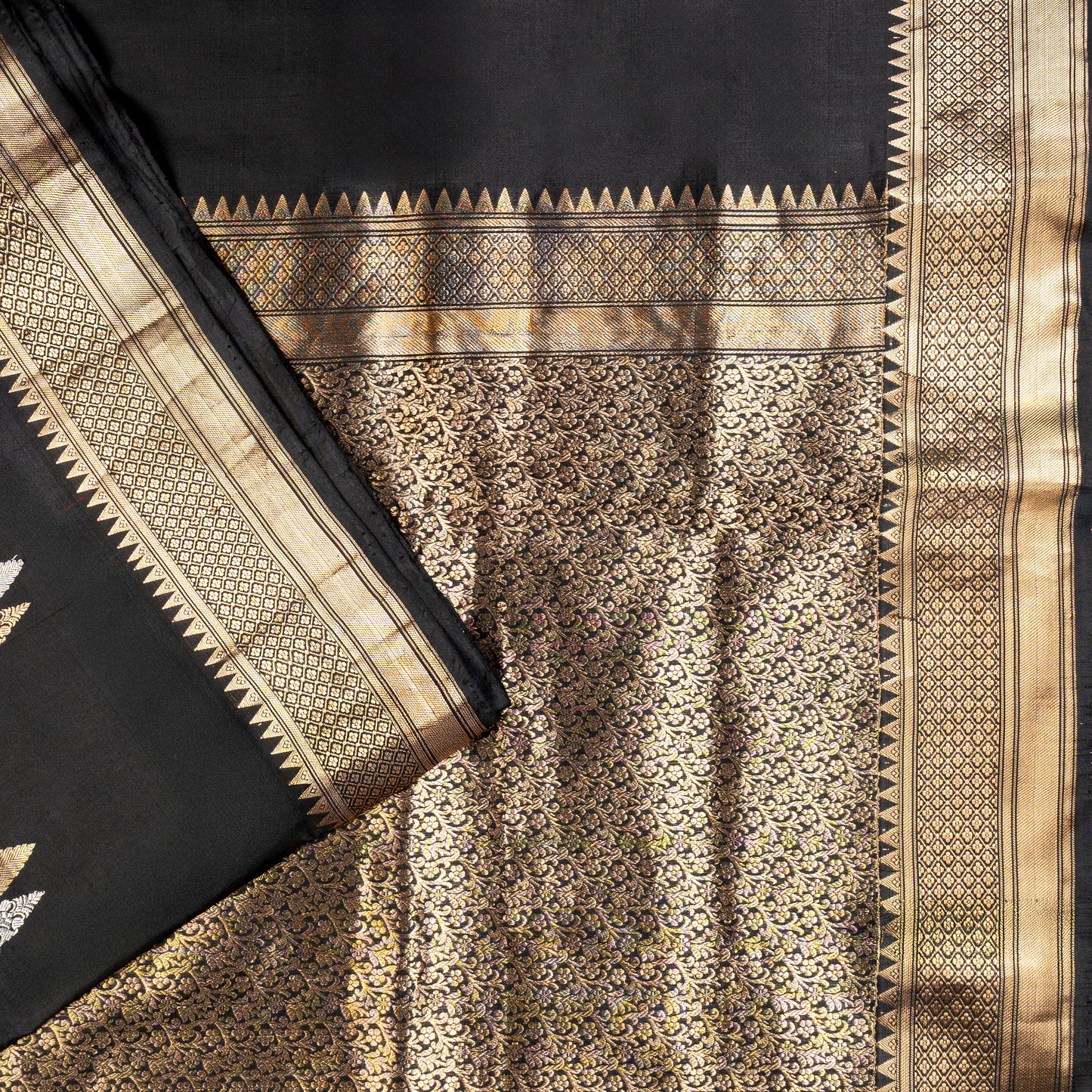 UP000008 - Black & Gold Banarasi Pure Katan Silk