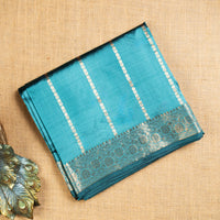UP000010 - Turquoise Blue Banarasi Pure Silk - Katan Silk