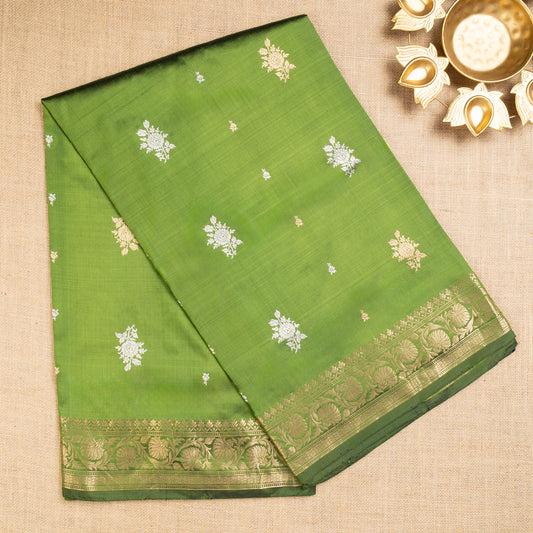 UP000021 - Banarasi Pure Katan Silk (Mehendi Green)