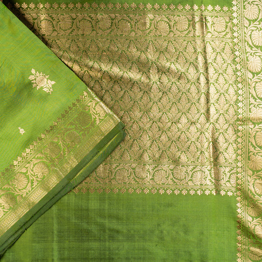 UP000021 - Banarasi Pure Katan Silk (Mehendi Green)