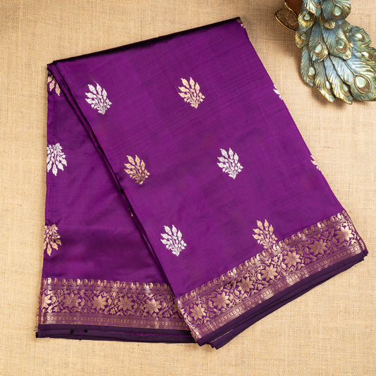 UP000016 - Purple Banarasi Pure Silk - Katan Silk