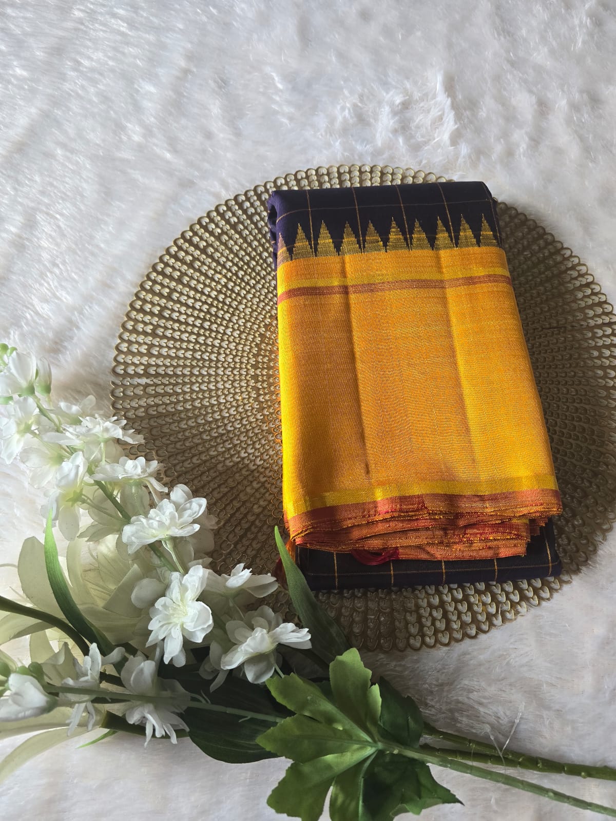 TN000025 - Deep navy Blue Kanchipuram Korvai Pure Silk