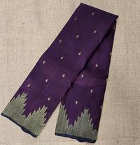 TN000031 - Brown/Green Temple Border Kanjivaram Pure Silk