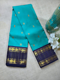 TN000035 - Aqua Blue Korvai Kanjivaram Pure Silk