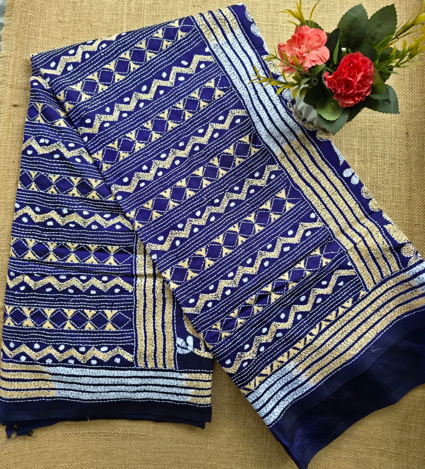 WB000001 - Pure Silk (Kantha Stitch) Blue