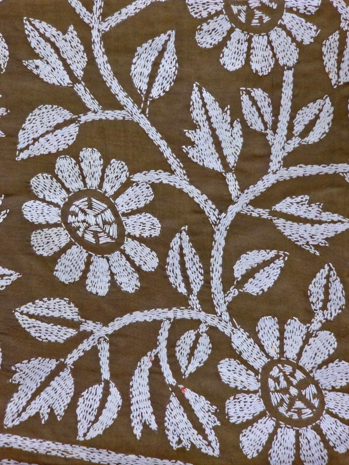 WB000002 - Pure Silk (Kantha Stitch) Mehandi Green