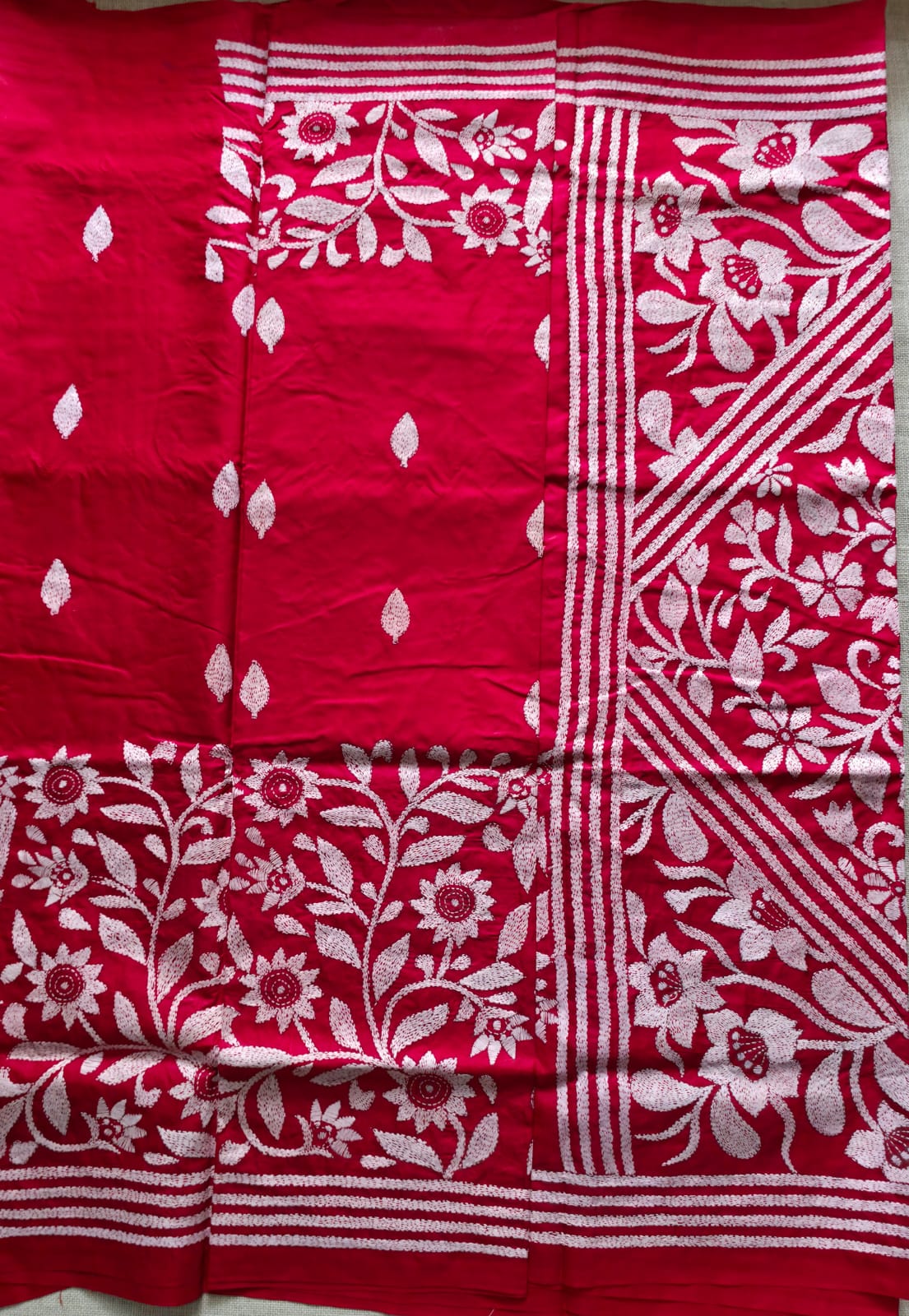 WB000004 - Pure Silk(Kantha Stitch) Red