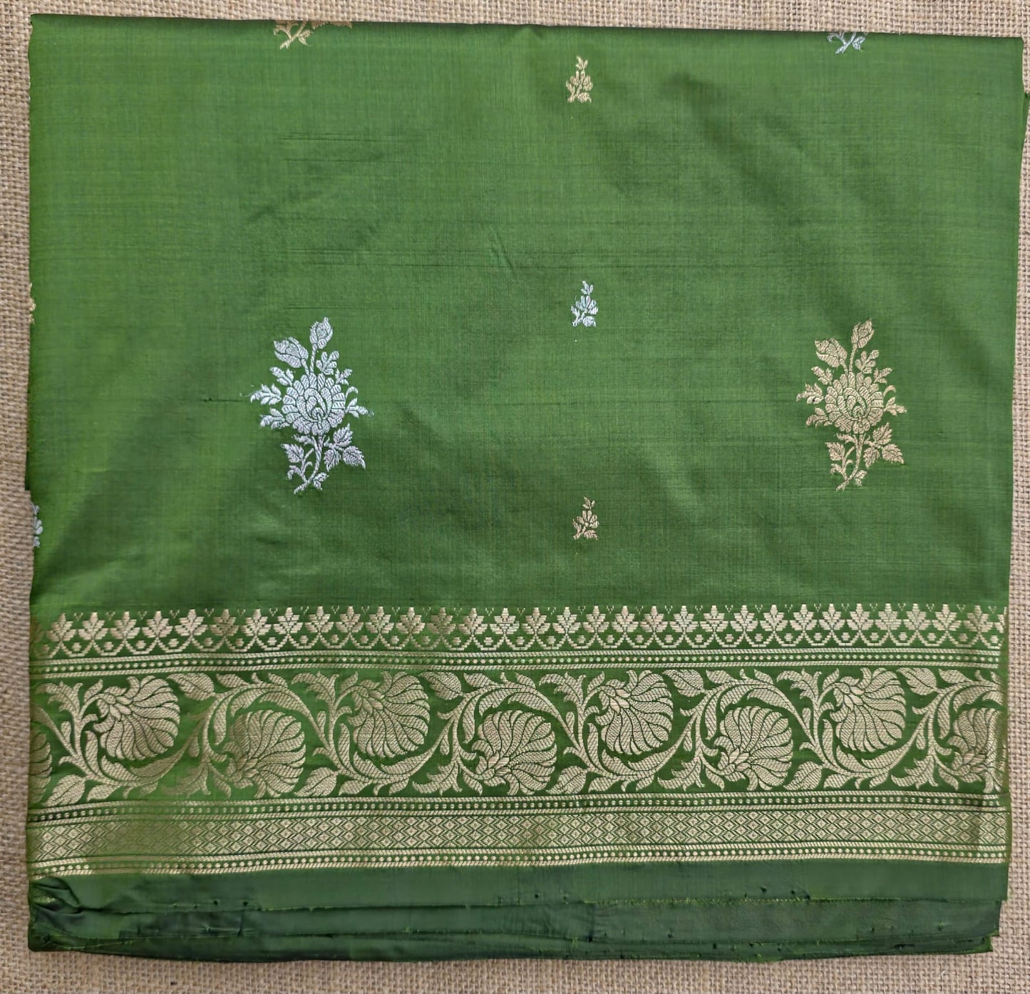 UP000021 - Banarasi Pure Katan Silk (Mehendi Green)