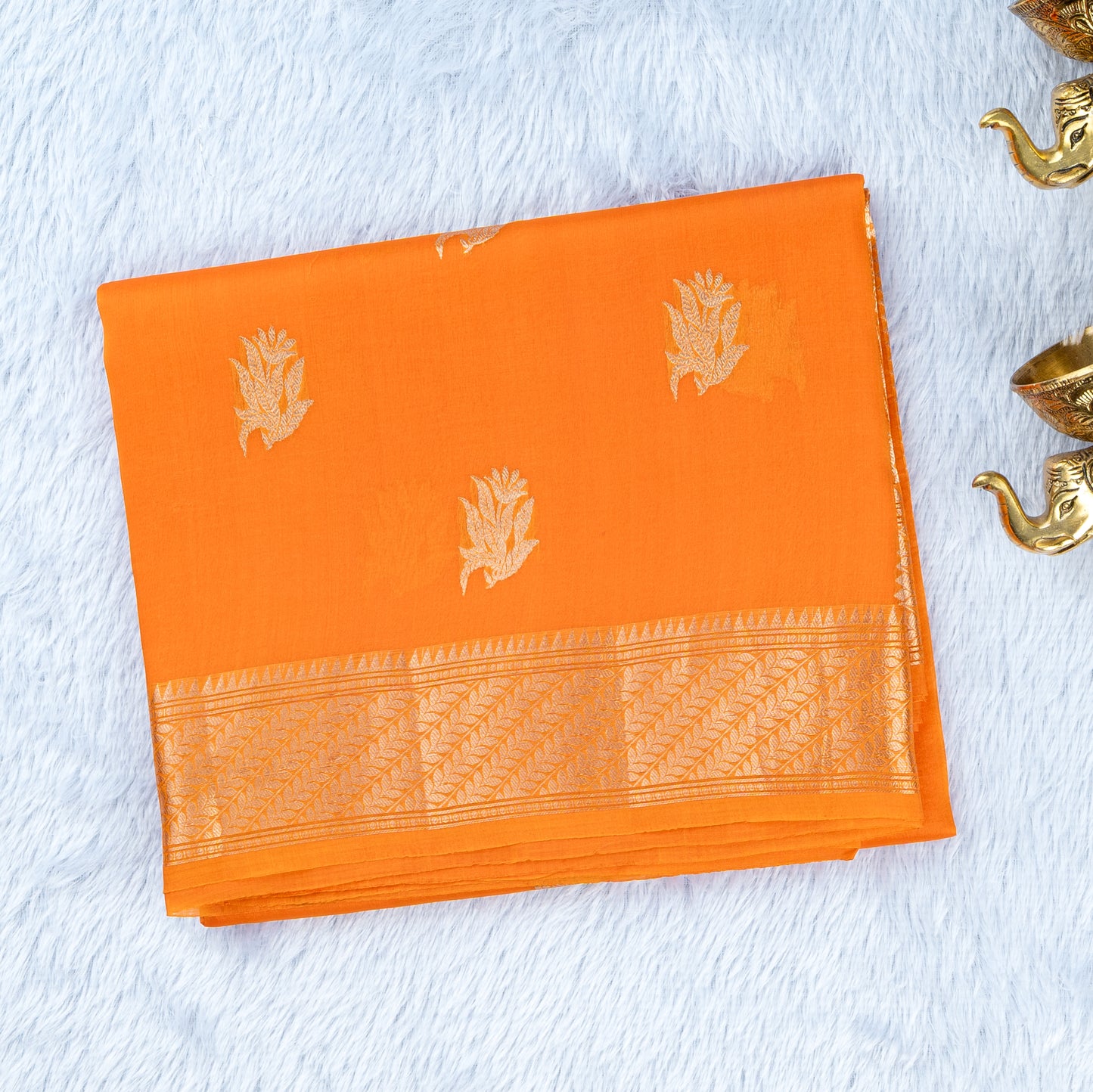 UP000024 - Banarasi Pure Organza Silk Flame Yellow