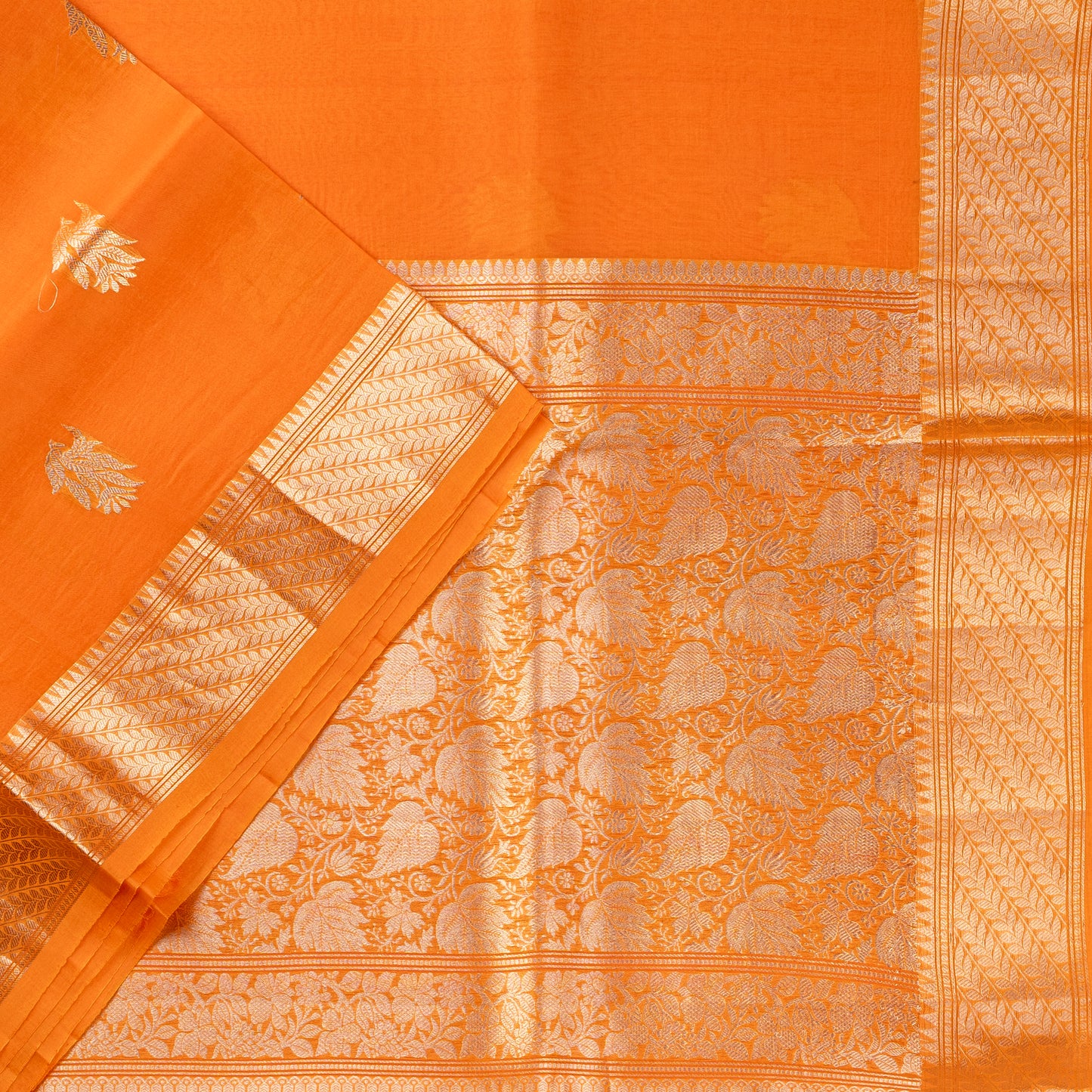 UP000024 - Banarasi Pure Organza Silk Flame Yellow
