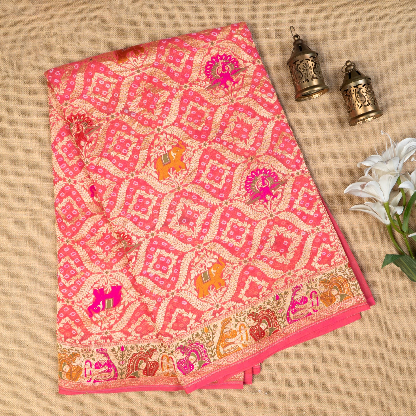 UP000060- Pure Silk Khaddi Georgette Bandhini