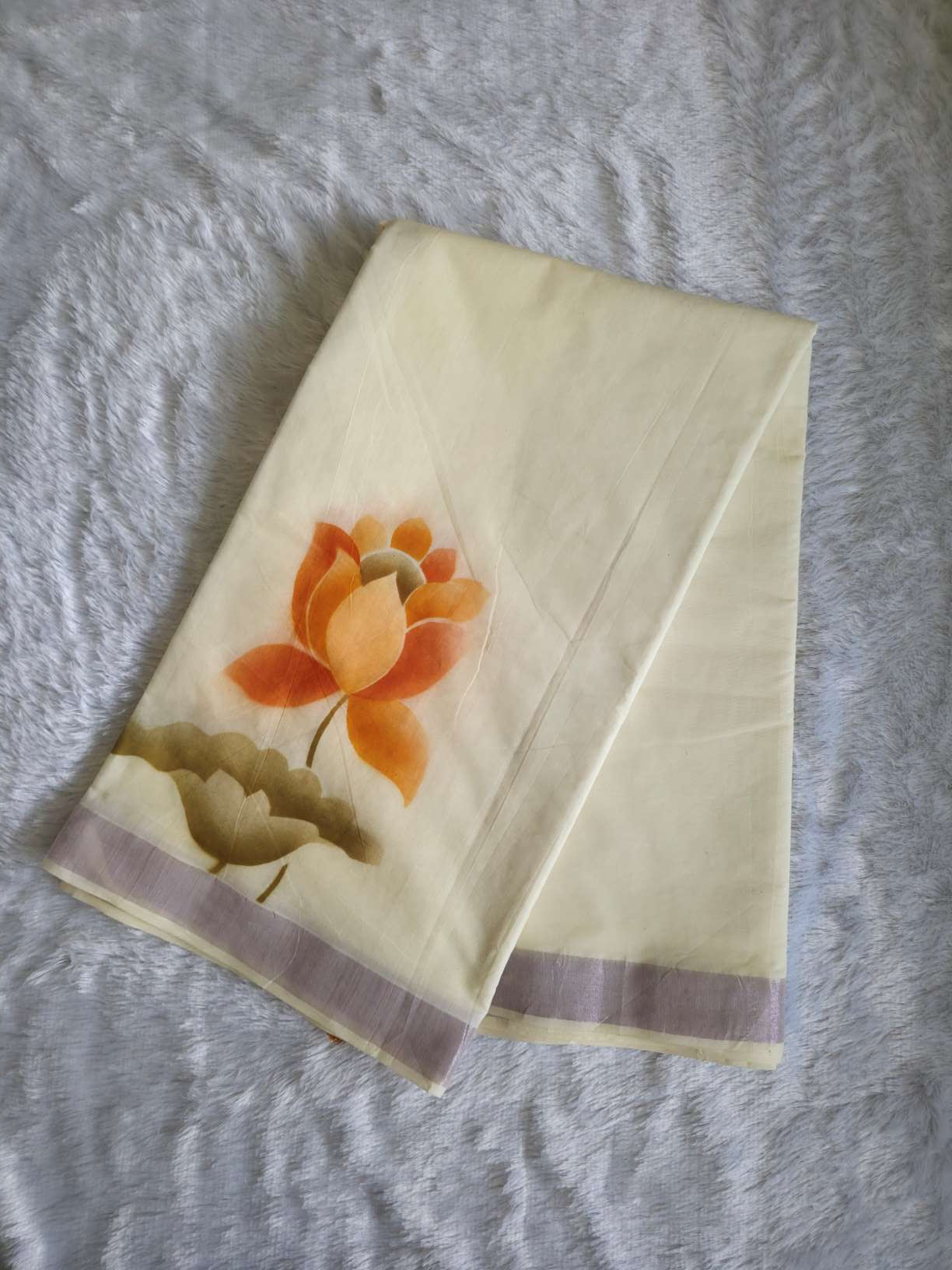 UP000043- Pure Cotton Printed Kerala Saree
