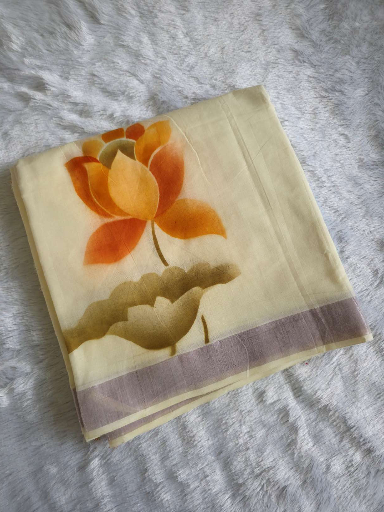 UP000043- Pure Cotton Printed Kerala Saree