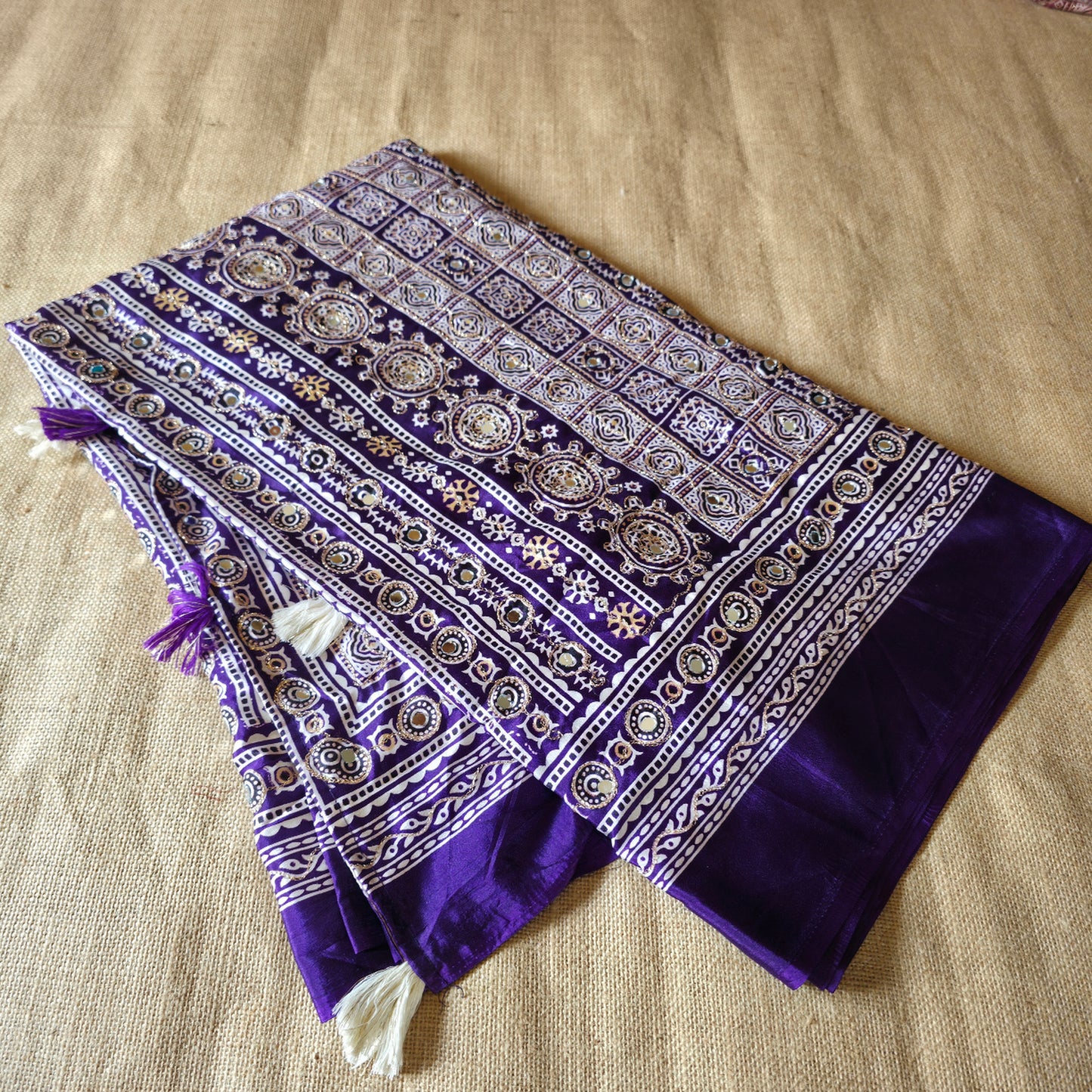 JD000012 - Ajrakh Modal Silk with Mirror Work