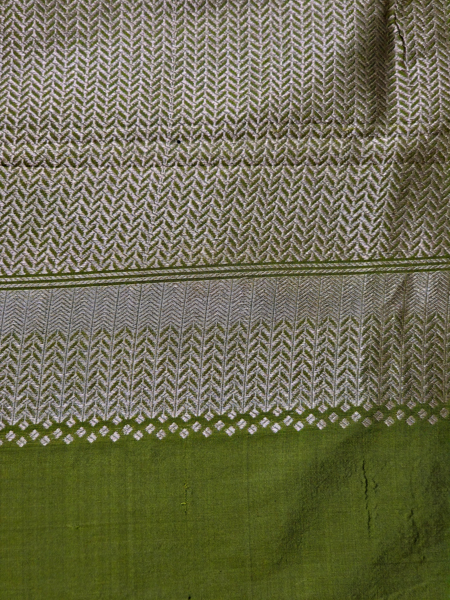 UP000012 - Olive Green Banarasi Pure Katan Silk Saree