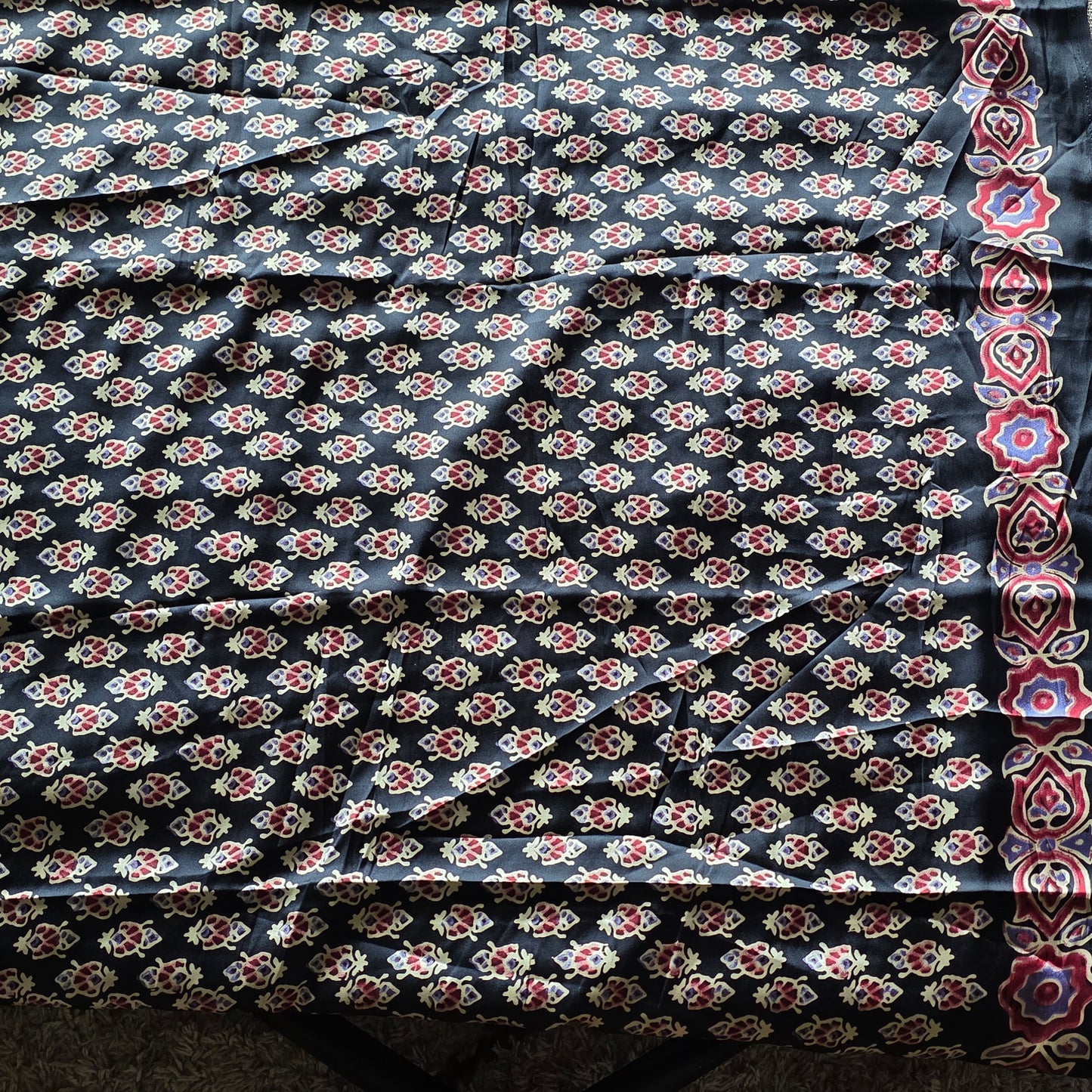 GJ00018 - Ajrakh Printed Silk Saree
