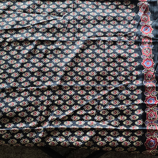 GJ00018 - Ajrakh Printed Silk Saree