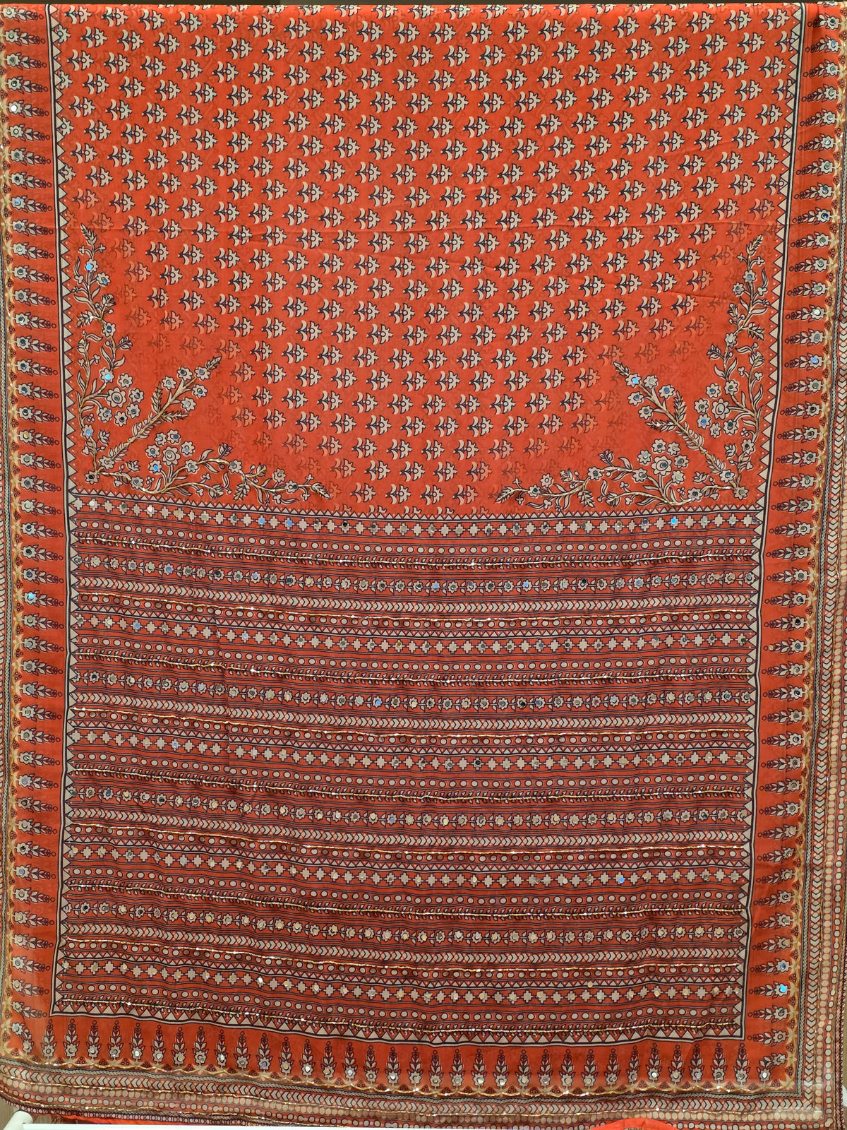 Soft Georgette with Mirror work and hand cutdana