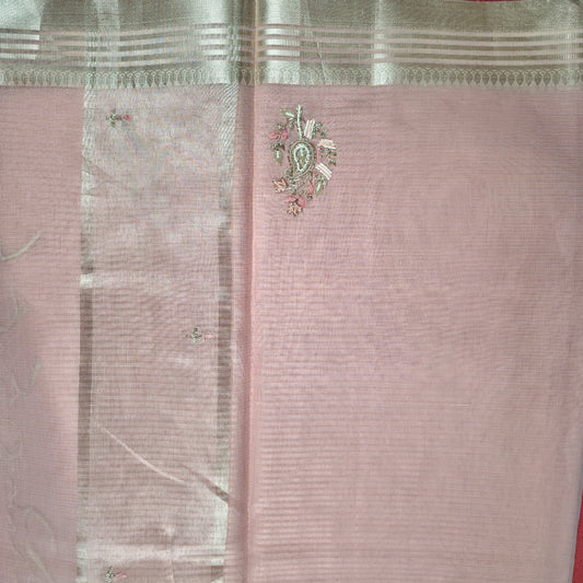 UP000162 - Banarasi Semi Kora Silk Buti Handwork
