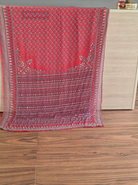 Red Georgette Saree with Real Mirror & Cutdana Work
