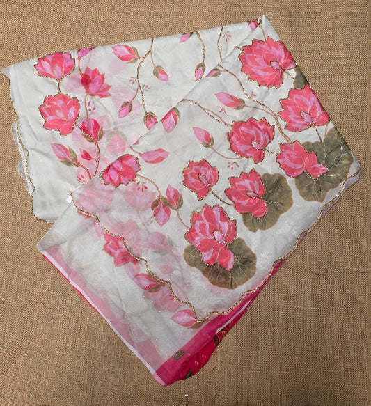JD000497 Soft Organza Lotus design