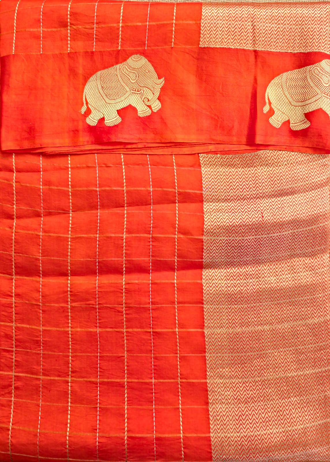 UP000003 - Banarasi Pure Silk (Orange - Raw Mango)