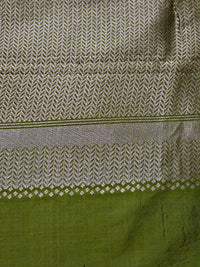 UP000012 - Olive Green Banarasi Pure Silk - Katan Silk