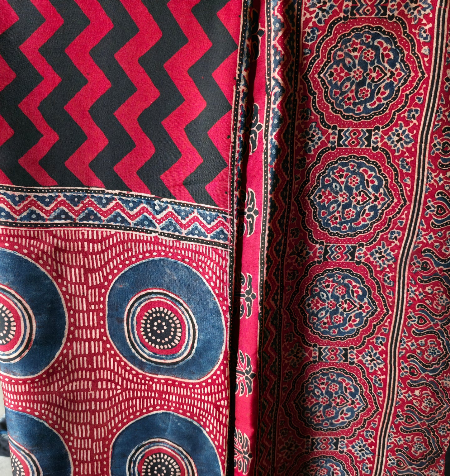 WB00027 Ajrakh Handblock Printed Saree