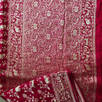 UP000071 - Banarasi Semi Silk Red Shikargah
