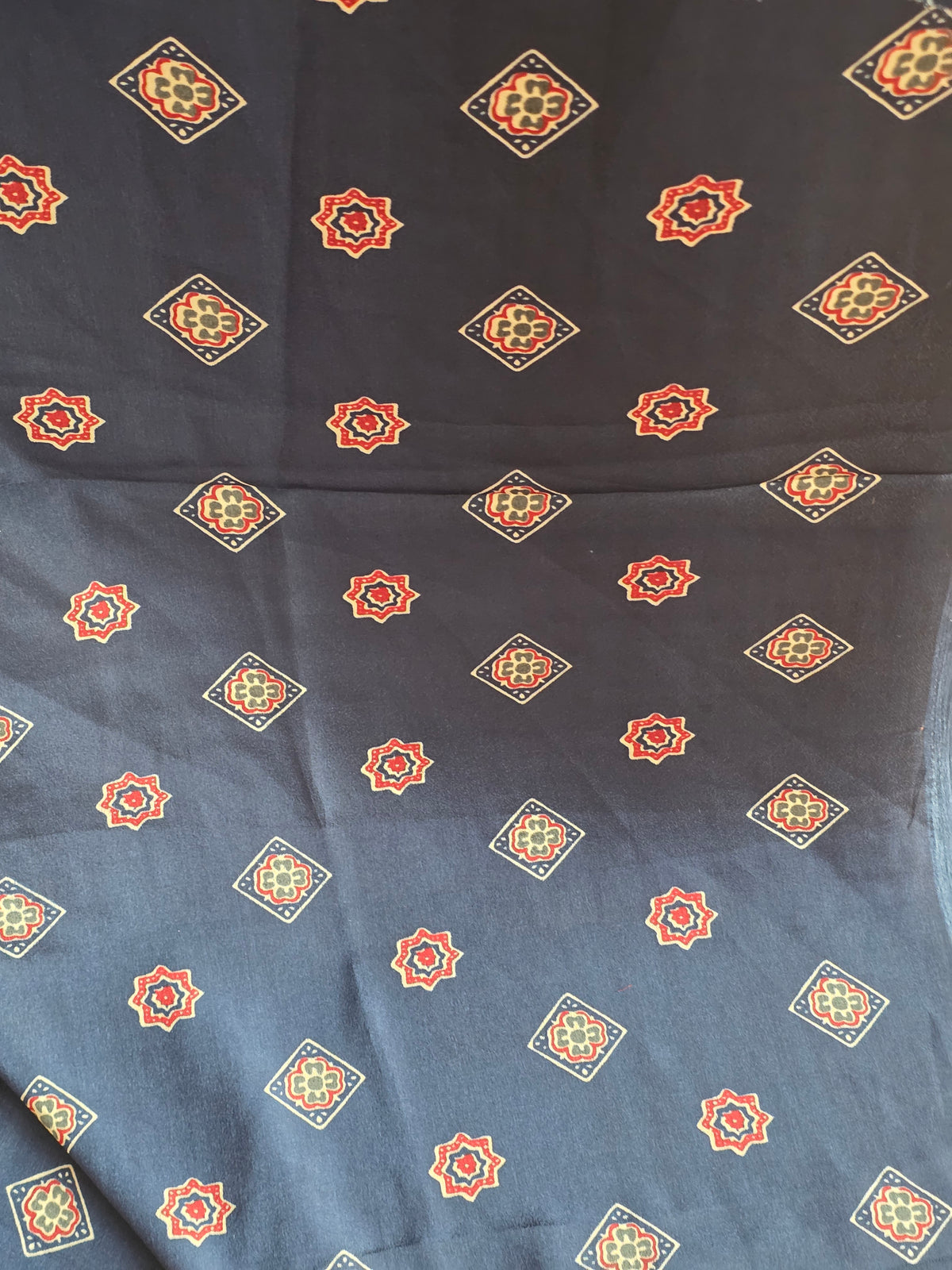 Blue Ajrakh with mirror work