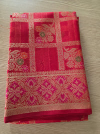 Red Banarasi weave with flower motiff