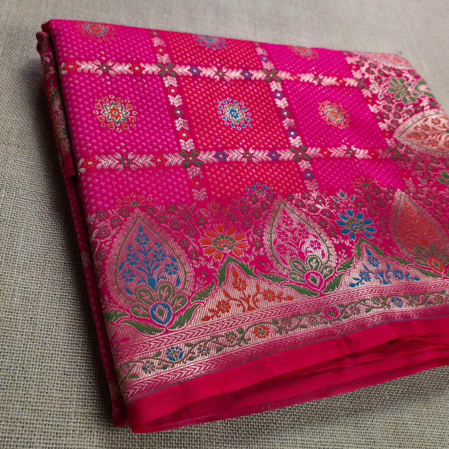 UP000161 - Banarasi Kora Silk with Meenakari