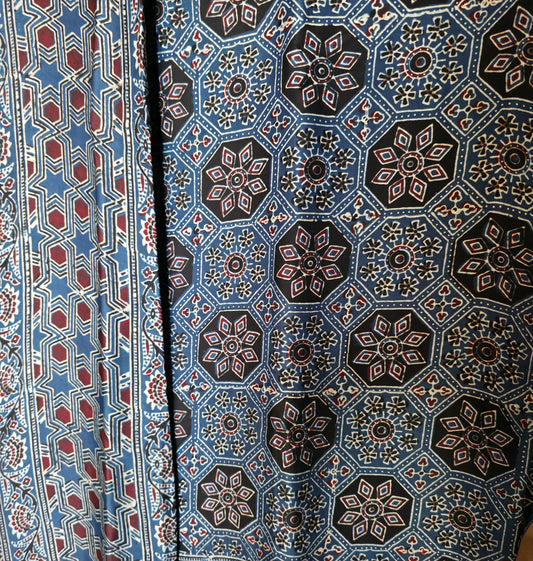 WB00026 Ajrakh Handblock Printed Saree