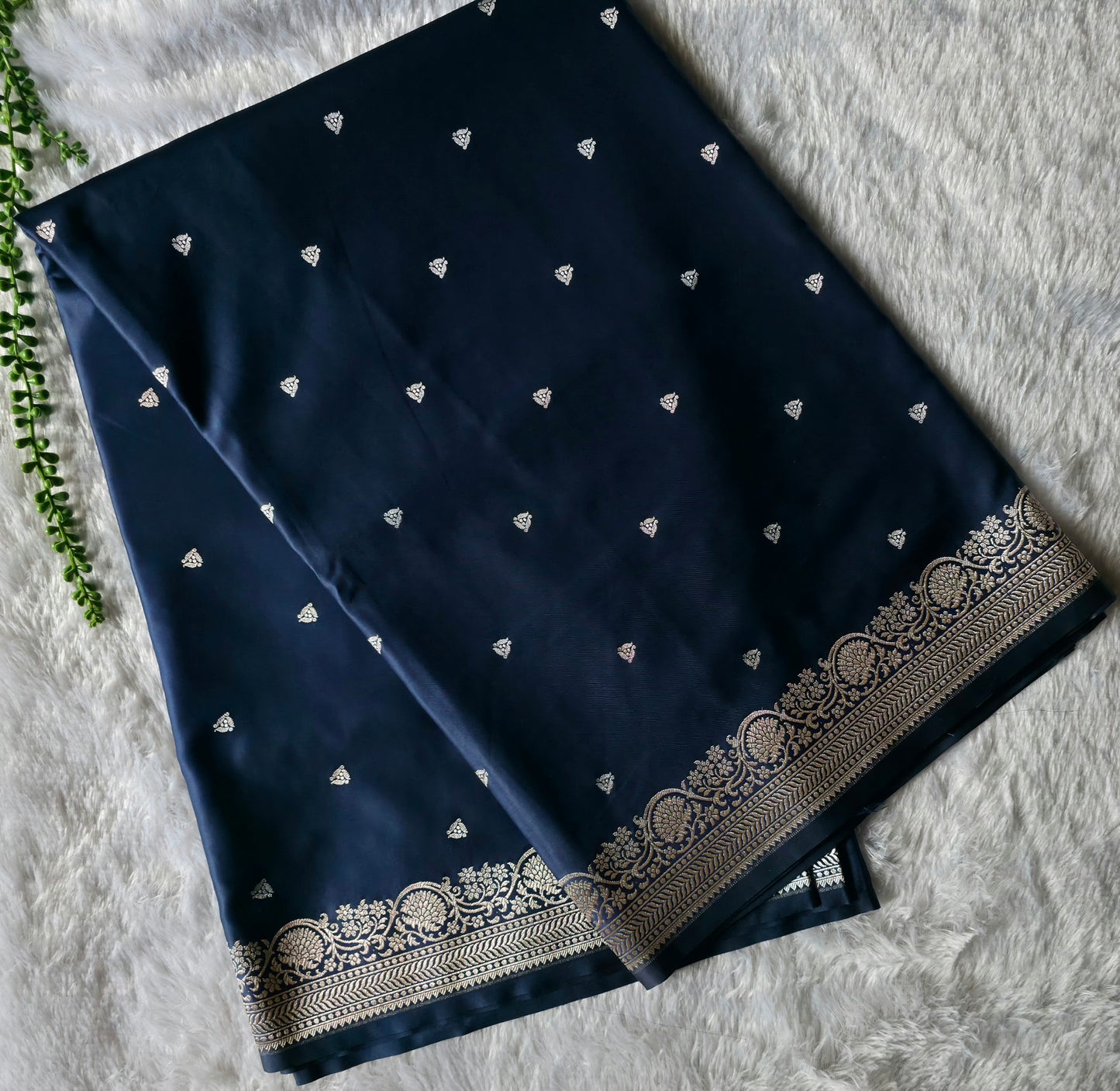 UP000031 - Banarasi Mashru Silk Dark Blue
