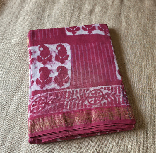 JD000009 - Geometrical Pure Maheshwari Silk Saree