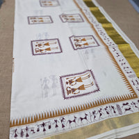 KL000104 Kerala Saree worli art Maroon