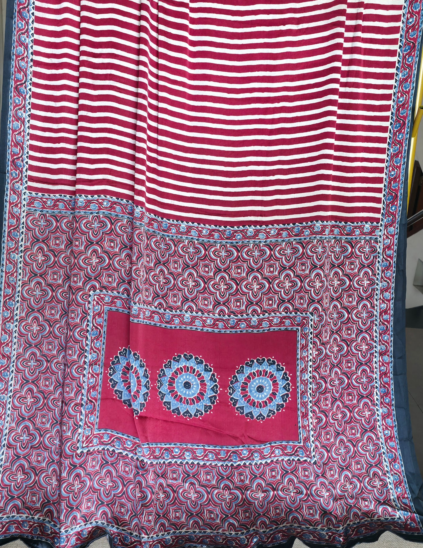 GJ000019 -Ajrakh Printed Silk Saree