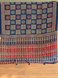 Blue Ajrakh with mirror work