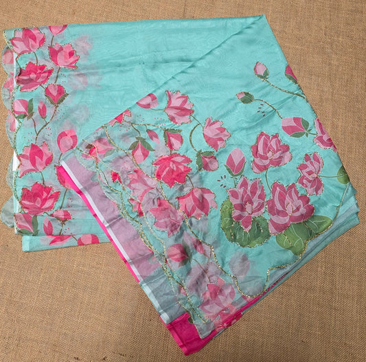 JD000491 Soft Organza with Lotus design