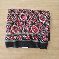 JD000127 Premium Modal Ajrakh with mirror work Black / Red
