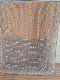Yellow Georgette Saree with Real Mirror & Cutdana Work