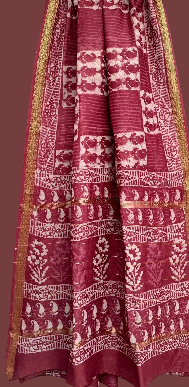 JD000009 - Geometrical Pure Maheshwari Silk Saree