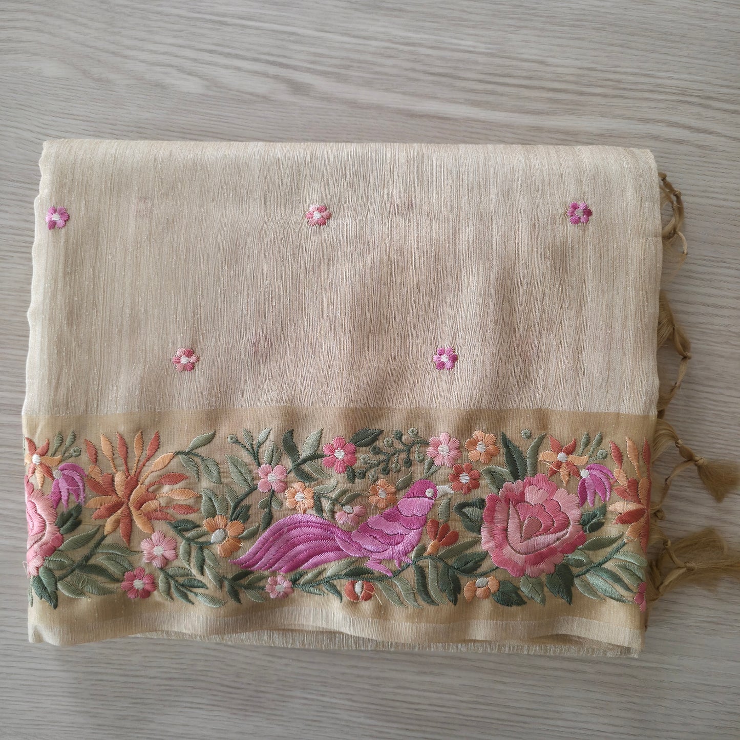 UP000228 Tussar with thread embroidery