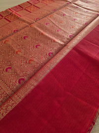 Red with Golden Zari Weaving