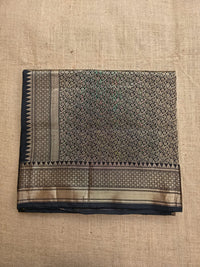 UP000008 - Black & Gold Banarasi Pure Silk - Katan Silk