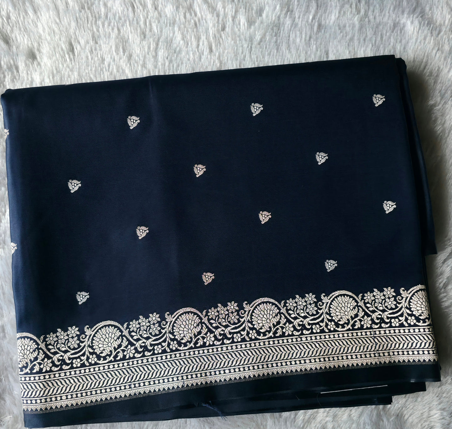 UP000031 - Banarasi Mashru Silk Dark Blue