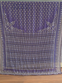 Purple Georgette Saree with Real Mirror & Cutdana Work