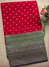 UP000036 - Antique Red & Gold Banarasi Georgette Handloom Saree